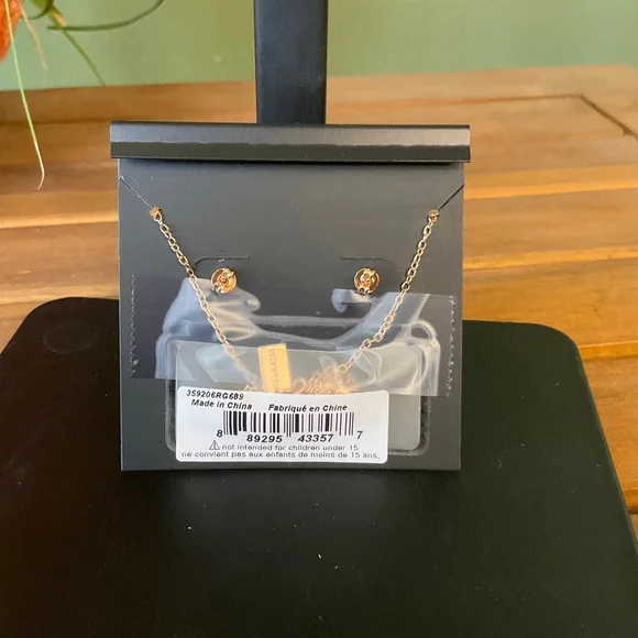 Coach Tea Rose Necklace & Earring Jewelry Set - Picture 2 of 2